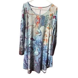 Simply Aster size L watercolor floral dress. Boho festival